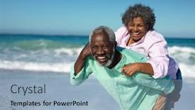  Presentation with senior couple - Presentation theme enhanced with front-view-of-a-senior background and a light blue colored foreground