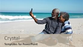  Presentation with senior couple - Theme consisting of front-view-of-a-senior background and a  colored foreground