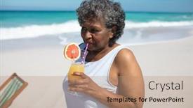  Presentation with calm sea - PPT theme featuring front-view-of-a-senior background and a coral colored foreground