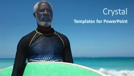  Presentation with calm sea - PPT theme enhanced with front-view-of-a-senior background and a  colored foreground