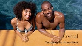  Presentation with swimming pool - PPT layouts with front-view-of-a-standing background and a gold colored foreground