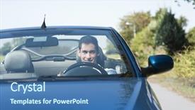  Presentation with driving - Cool new slide deck with front view of a young backdrop and a ocean colored foreground