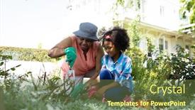  Presentation with african american grandmother - Colorful slide set enhanced with front-view-of-an-african backdrop and a tawny brown colored foreground