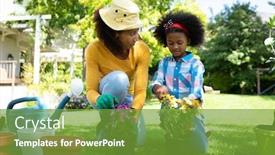  Presentation with kneeling - Slide set featuring front-view-of-an-african background and a tawny brown colored foreground