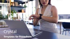  Presentation with smartwatch - Beautiful theme featuring front-view-of-an-asian backdrop and a ocean colored foreground