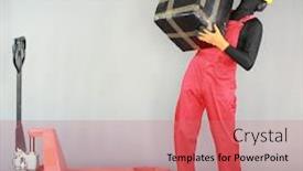  Presentation with pallet - PPT layouts having front-view-of-anonymous-worker background and a coral colored foreground