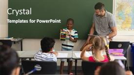  Presentation with elementary school black female career day technology - Cool new PPT theme with front-view-of-black-schoolboy backdrop and a tawny brown colored foreground