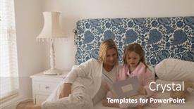  Presentation with storybook - Audience pleasing PPT layouts consisting of front-view-of-caring-mother backdrop and a coral colored foreground