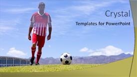  Presentation with sports field - Slides featuring front-view-of-caucasian-male background and a  colored foreground