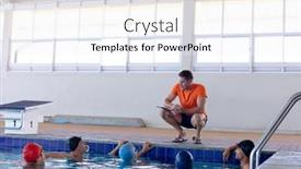  Presentation with swimming pool - Presentation enhanced with front-view-of-caucasian-male background and a  colored foreground