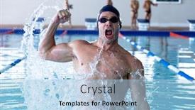  Presentation with swimming pool - Slide deck with front-view-of-caucasian-male background and a light blue colored foreground