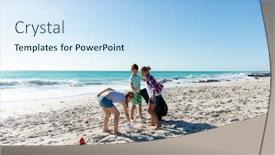  Presentation with beach bag - Presentation design with front-view-of-caucasian-siblings background and a  colored foreground