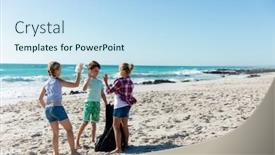  Presentation with beach bag - Theme consisting of front-view-of-caucasian-siblings background and a  colored foreground