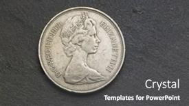  Presentation with slate - Presentation theme having front view of coin on the black slate background and a dark gray colored foreground