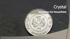  Presentation with slate - Presentation theme having singapore dollar coins - front view of coin background and a dark gray colored foreground