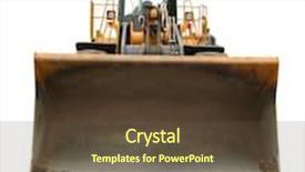  Presentation with machinery - Colorful presentation enhanced with front view of construction machinery with shovel isolated on white backdrop and a tawny brown colored foreground