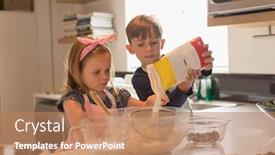  Presentation with siblings - Theme having front-view-of-cute-siblings background and a coral colored foreground