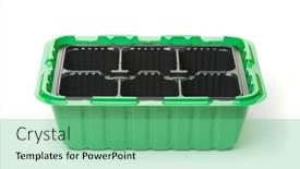  Presentation with seedling - Audience pleasing PPT theme consisting of front-view-of-empty-plastic backdrop and a seafoam green colored foreground