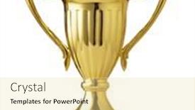  Presentation with gold trophy - Presentation design having front-view-of-gold-cup background and a blonde colored foreground