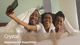  Presentation with social isolation - PPT theme having front view of happy african background and a coral colored foreground