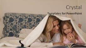  Presentation with storybook - PPT layouts enhanced with front-view-of-happy-mother background and a coral colored foreground