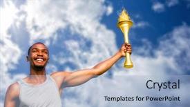  Presentation with blue sky - Presentation having front-view-of-happy-sportsman background and a light blue colored foreground