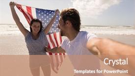  Presentation with young happy couple - Slide set consisting of front view of happy young background and a  colored foreground