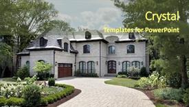  Presentation with sophisticated luxury life - Presentation design having front view of luxury home background and a tawny brown colored foreground