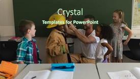  Presentation with firefighter - Beautiful PPT theme featuring front-view-of-male-caucasian backdrop and a tawny brown colored foreground