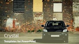  Presentation with vehicle - Amazing PPT layouts having front-view-of-modern-crossover backdrop and a mint green colored foreground