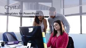  Presentation with multi ethnic group - PPT layouts consisting of front-view-of-multi-ethnic background and a light gray colored foreground