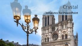  Presentation with notre dame paris france - Theme having front-view-of-notre-dame background and a light blue colored foreground