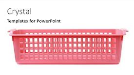  Presentation with pink white - Slide deck enhanced with front view of pink rectangular plastic storage basket isolated on white background and a white colored foreground