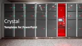  Presentation with public agencies - PPT theme with front-view-of-public-lockers background and a  colored foreground