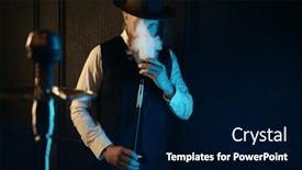  Presentation with hookah - PPT layouts featuring front-view-of-resting-man background and a navy blue colored foreground