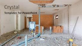  Presentation with rubble - PPT theme featuring front-view-of-room-under background and a  colored foreground