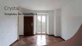  Presentation with nobody - Amazing slides having front view of room with white walls and window looking nature nobody inside backdrop and a light gray colored foreground