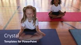  Presentation with yoga - Cool new slide deck with front-view-of-schoolgirls-doing backdrop and a tawny brown colored foreground