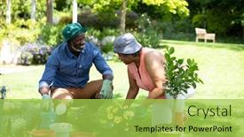  Presentation with family talking - Audience pleasing PPT theme consisting of front-view-of-senior-african backdrop and a yellow colored foreground