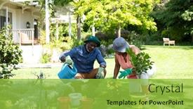  Presentation with home gardening - Cool new slide deck with front-view-of-senior-african backdrop and a yellow colored foreground