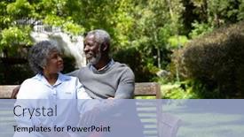  Presentation with family talking - Audience pleasing slide deck consisting of front-view-of-senior-african backdrop and a light blue colored foreground