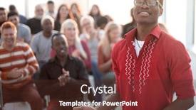  Presentation with international business - Presentation with front-view-of-speaker background and a tawny brown colored foreground