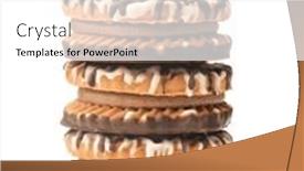  Presentation with cookie - PPT theme featuring front-view-of-stacked-frosting background and a white colored foreground