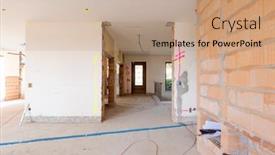  Presentation with villa - Presentation design with front-view-of-the-entrance background and a coral colored foreground