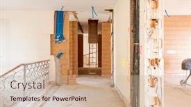  Presentation with villa - Presentation theme having front-view-of-the-entrance background and a soft green colored foreground