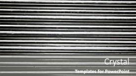  Presentation with metal roller shutter - Cool new presentation design with front-view-of-the-metal backdrop and a gray colored foreground