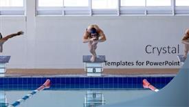  Presentation with swimming pool - Presentation theme with front-view-of-three-male background and a light gray colored foreground