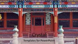  Presentation with chinese temple - Colorful theme enhanced with front view of traditional chinese backdrop and a violet colored foreground
