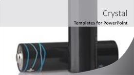  Presentation with batteries - PPT theme consisting of front-view-of-two-black background and a light gray colored foreground