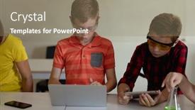  Presentation with school safety - Colorful slide set enhanced with front-view-of-two-caucasian backdrop and a gray colored foreground